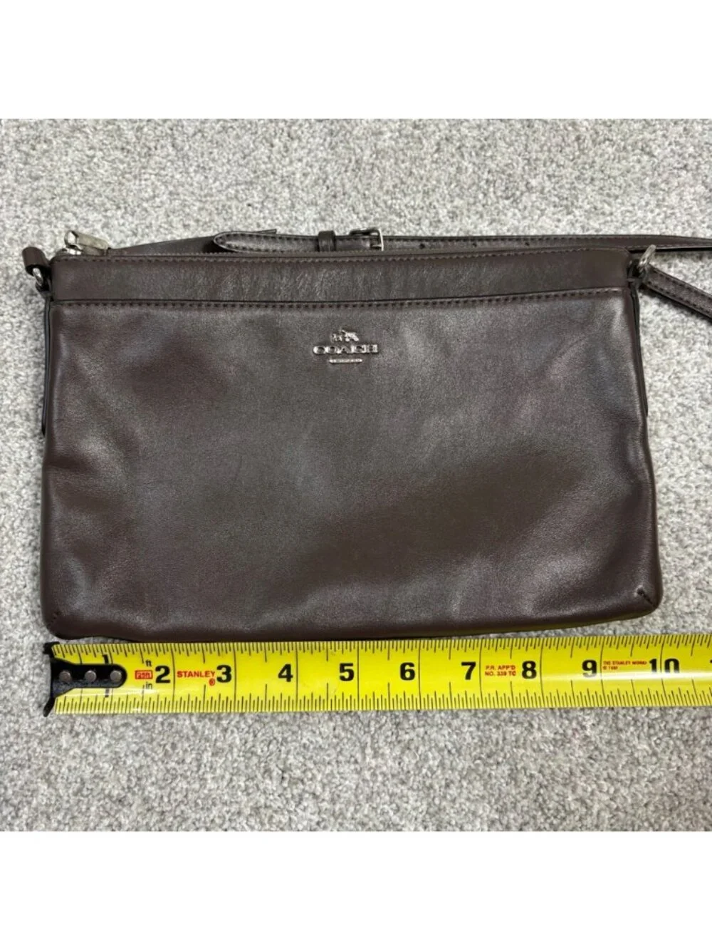 Coach Brown Leather Crossbody Bag Soft Classic Adjustable strap Silver Hardware